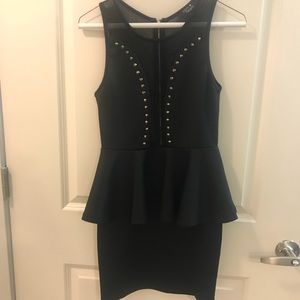LF Sheer Peplum Studded Dress